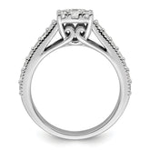 14k White Gold 1 carat Lab Grown Diamond VS/SI+ G+ Complete Cluster Engagement Ring